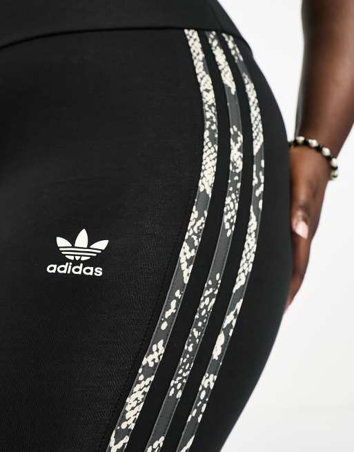 adidas Originals three stripe leggings in black and snake print |