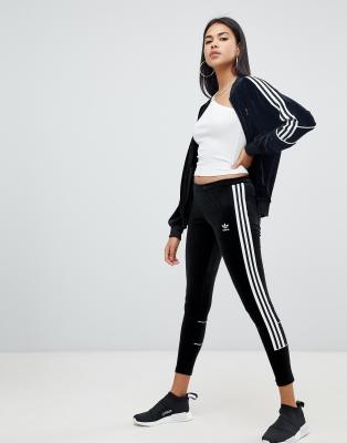 adidas originals adicolor three stripe stirrup jumpsuit in black