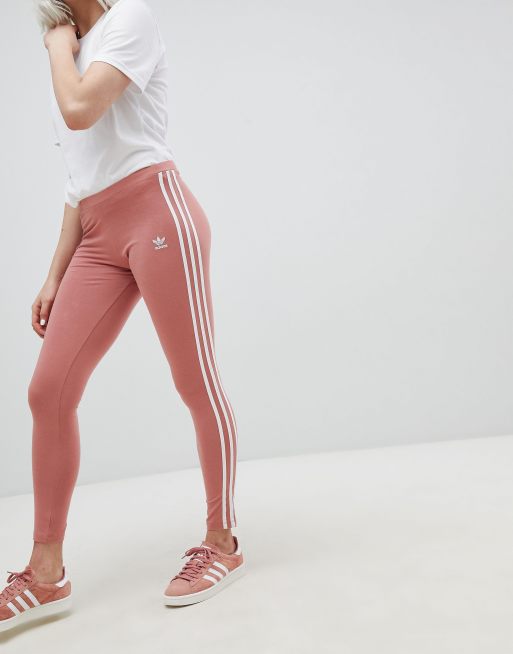 adidas Originals Three Stripe Leggings In Pink ASOS