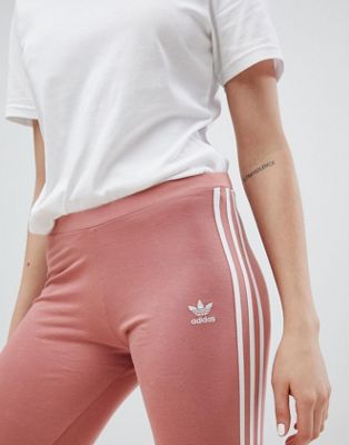adidas originals three stripe leggings in pink