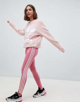 adidas originals three stripe leggings in pink