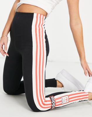 adidas originals three stripe leggings with vintage logo in black