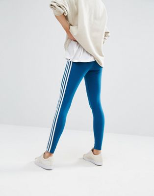 adidas originals three stripe leggings in blue and orange