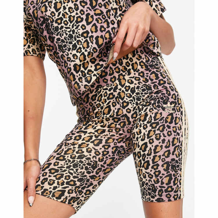 adidas Women's Pink Leopard Print Leggings - Hibbett