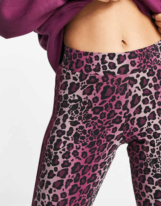 adidas Originals leopard print legging shorts in maroon