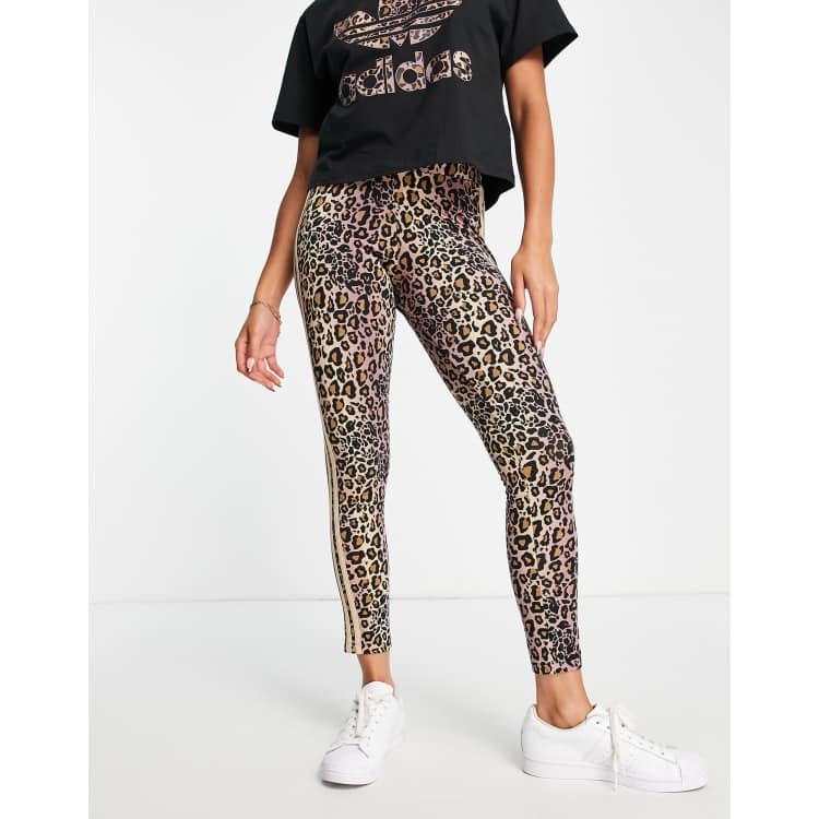 adidas Originals three stripe leopard print leggings in magic