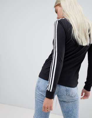 adidas 3 stripe long sleeve top womens