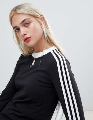 adidas 3 stripes womens long sleeve tee