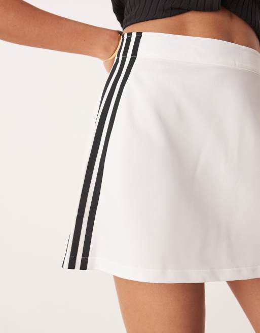 adidas Originals three stripe mini skirt in white
