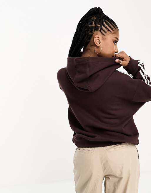 adidas Originals three stripe oversized hoodie in shadow brown | ASOS