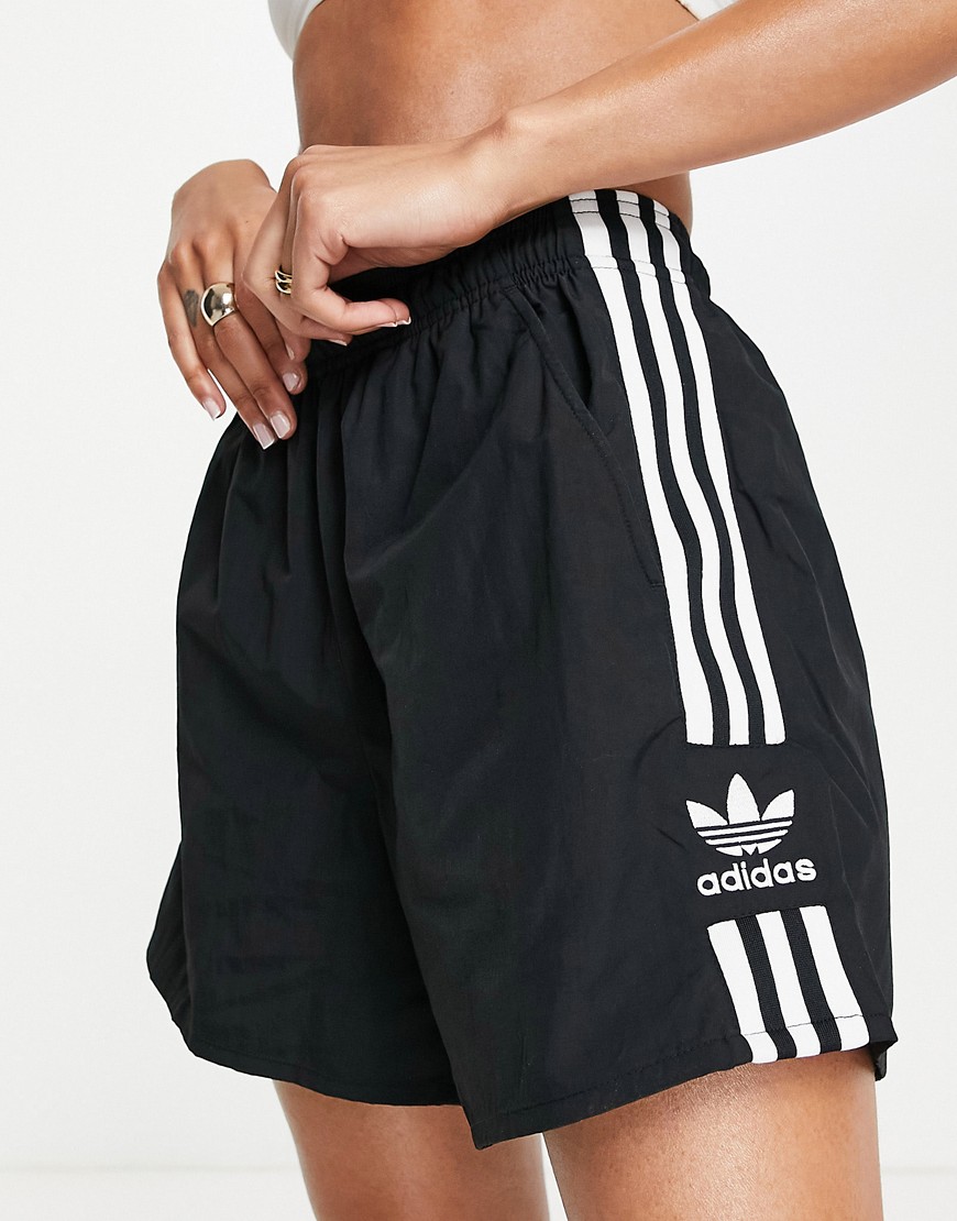 adidas Originals three stripe oversized shorts in black