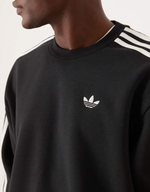 adidas Originals three stripe oversized sweatshirt in black, 5 of 5