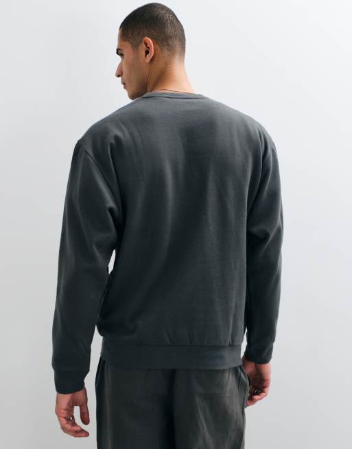 adidas Originals three stripe oversized sweatshirt in grey and blue, 2 of 5