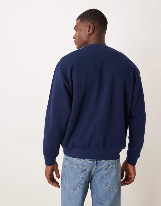 adidas Originals three stripe oversized sweatshirt in navy, 3 of 5