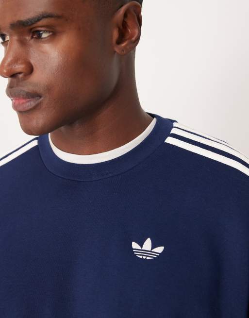 adidas Originals three stripe oversized sweatshirt in navy, 5 of 5