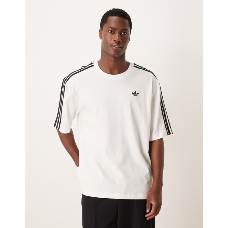 adidas Originals three stripe oversized t-shirt in white | ASOS