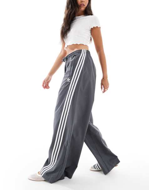 adidas Originals three stripe oversized track pants in grey