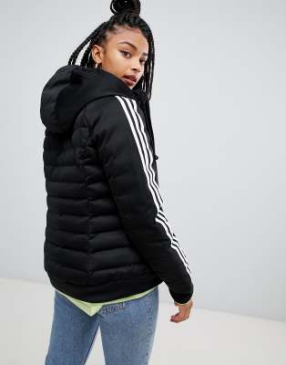 adidas originals three stripe padded jacket in red