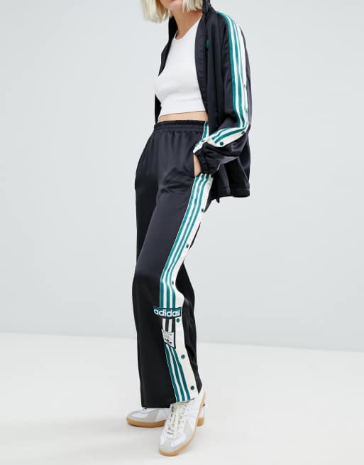 Adidas originals three stripe popper pant with vintage logo in black cheap