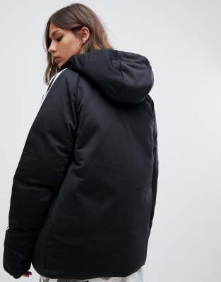 adidas originals three stripe reversible coat in black