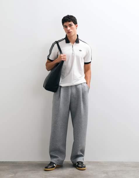 adidas Originals three stripe short sleeve polo in white - view 1