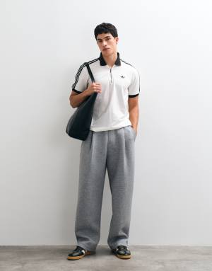 adidas Originals three stripe short sleeve polo in white