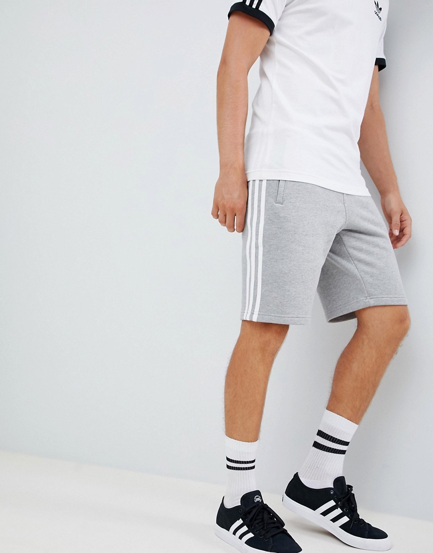 adidas Originals three stripe short with border in gray-Grey