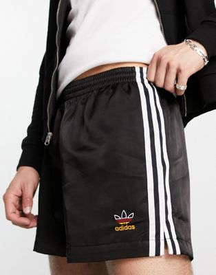 adidas Originals three stripe shorts in black