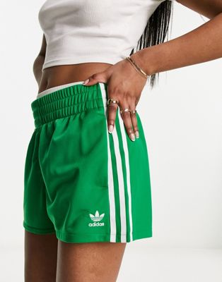 adidas Originals three stripe shorts in green