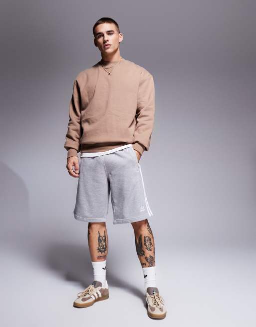 adidas Originals three stripe shorts in grey heather, 4 of 5