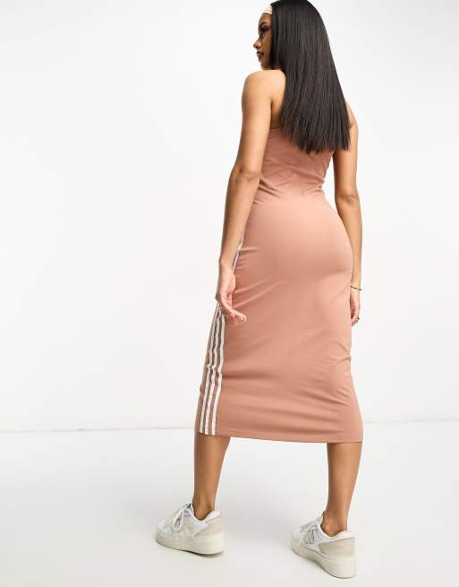 Ruim beton zo adidas Originals three stripe sleeveless midi dress in beige | ASOS