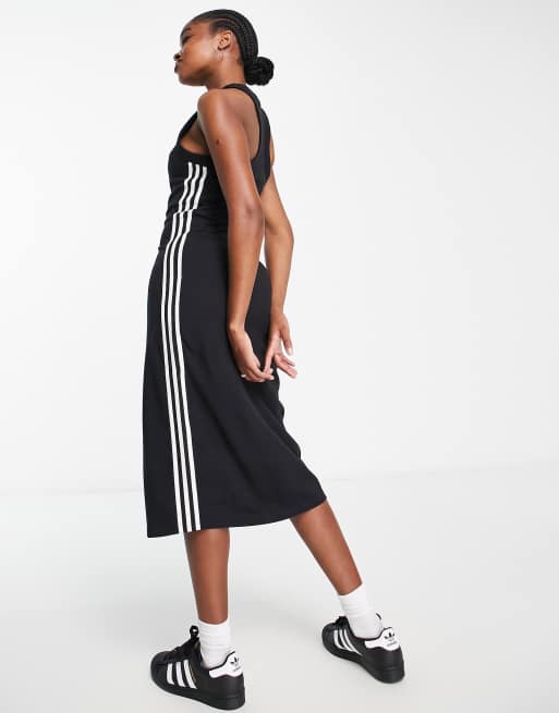 Adidas three stripe black midi sales dress