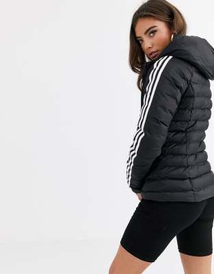 adidas originals three stripe slim padded jacket in red