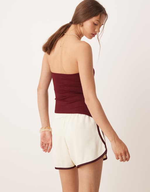 adidas Originals three stripe sprinter shorts in cream and