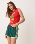 [adidas Originals] adidas Originals three stripe Sprinter shorts in green XS GREEN