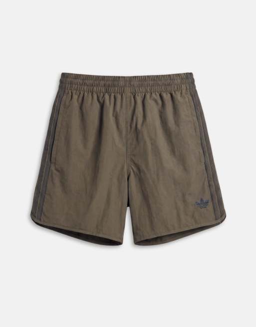 adidas Originals three stripe sprinter shorts in khaki, 6 of 9