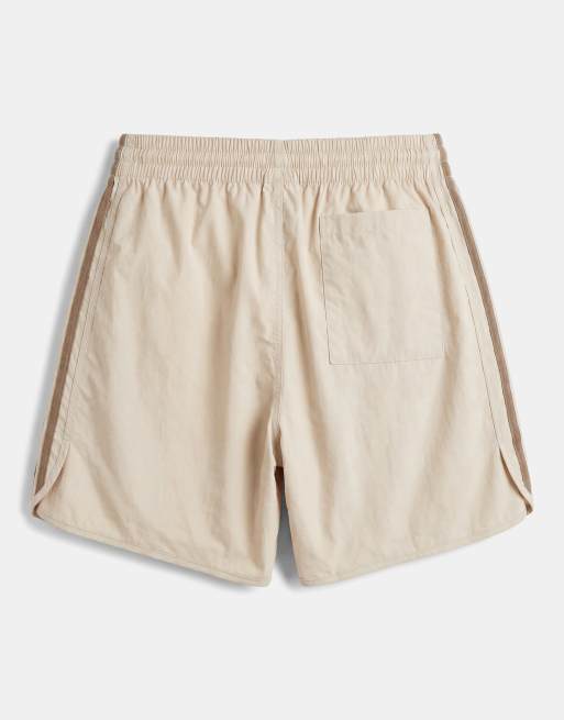 adidas Originals three stripe sprinter shorts in light khaki, 7 of 9