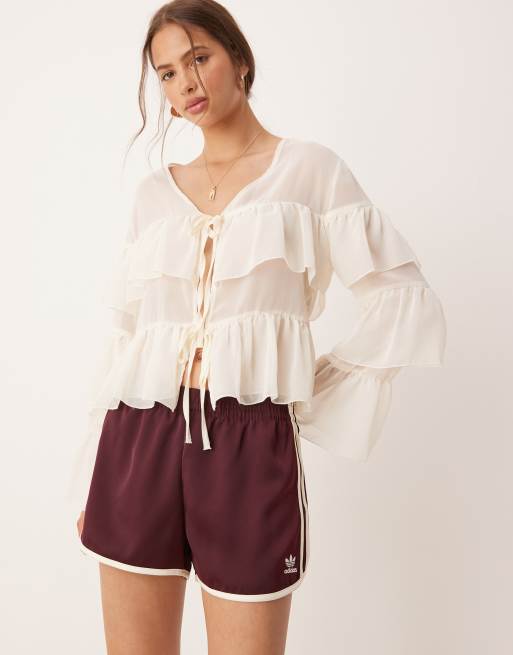 adidas Originals three stripe sprinter shorts in maroon