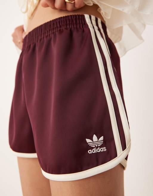 adidas Originals three stripe sprinter shorts in maroon