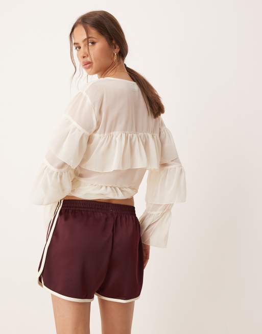 adidas Originals three stripe sprinter shorts in maroon