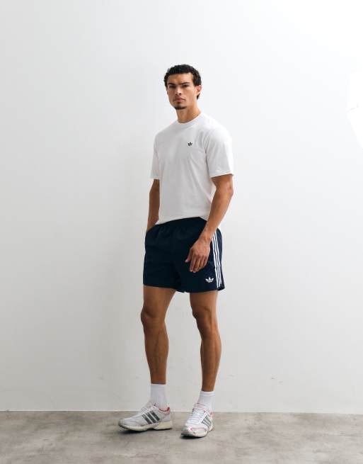 adidas Originals three stripe sprinter shorts in navy, 3 of 5