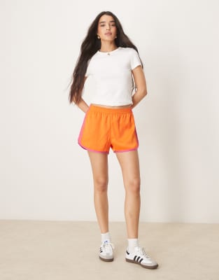 adidas Originals adidas Originals three stripe sprinter shorts in orange