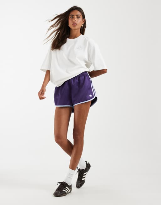 adidas Originals three stripe sprinter shorts in purple, 2 of 5