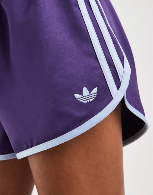 adidas Originals three stripe sprinter shorts in purple, 4 of 5