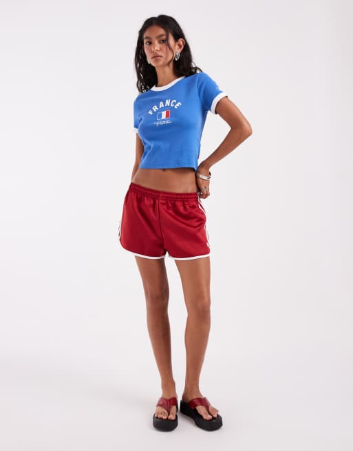 adidas Originals three stripe sprinter shorts in red, 3 of 5