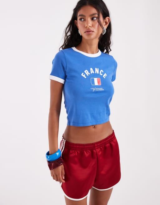 adidas Originals three stripe sprinter shorts in red, 4 of 5