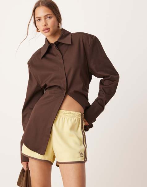 adidas Originals three stripe sprinter shorts in yellow