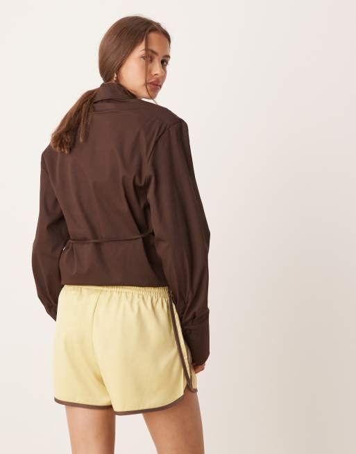adidas Originals three stripe sprinter shorts in yellow, 3 of 5