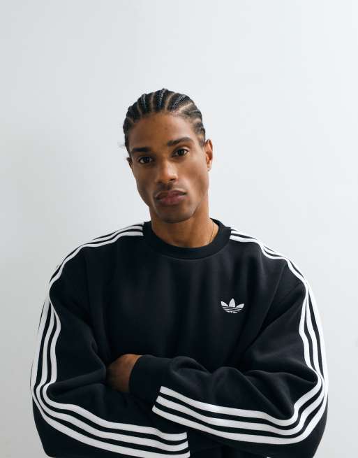 adidas Originals three stripe sweatshirt in black, 3 of 5