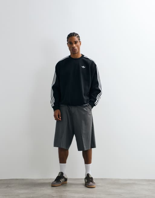 adidas Originals three stripe sweatshirt in black, 4 of 5